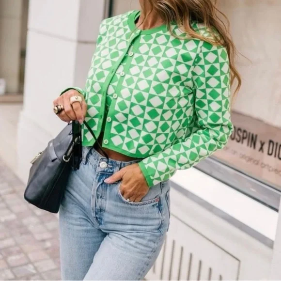 Zara Sweaters Zara Geometric Print Cardigan Poshmark